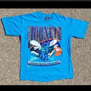 Vtg 90s NBA Charlotte Hornets Magic Johnson T's Shirt Single Stitch USA Large